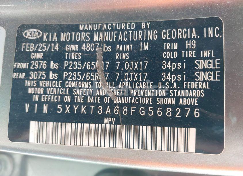 Photo 9 of 2015 Kia Sorento LX (VIN 5XYKT3A68FG568276)