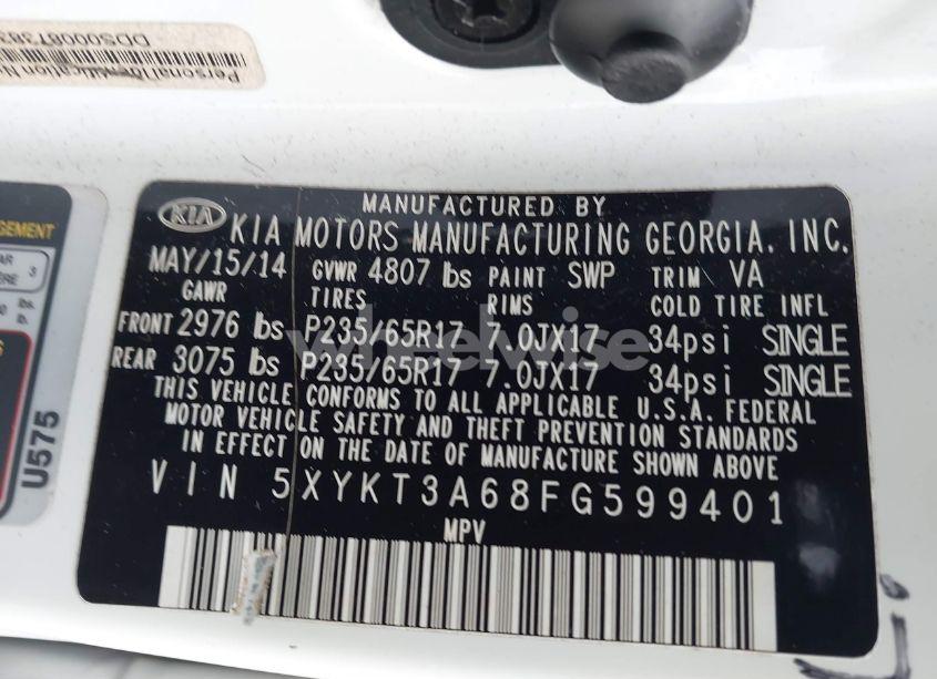 Photo 9 of 2015 Kia Sorento LX (VIN 5XYKT3A68FG599401)
