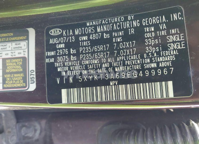 Photo 9 of 2014 Kia Sorento LX (VIN 5XYKT3A69EG499967)