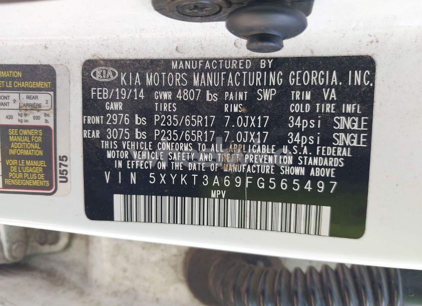 Photo 9 of 2015 Kia Sorento LX (VIN 5XYKT3A69FG565497)