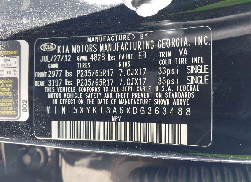 Photo 9 of 2013 Kia Sorento LX (VIN 5XYKT3A6XDG363488)