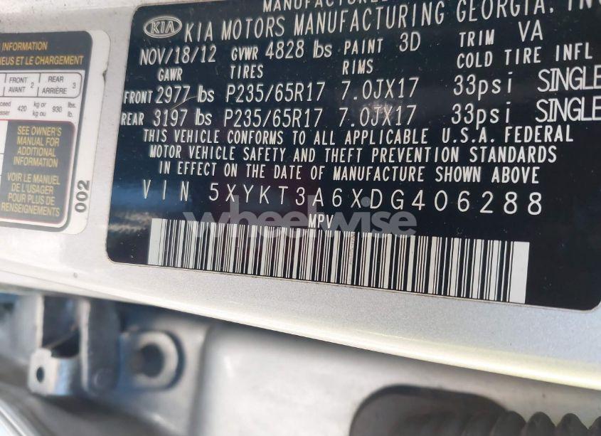 Photo 9 of 2013 Kia Sorento LX (VIN 5XYKT3A6XDG406288)