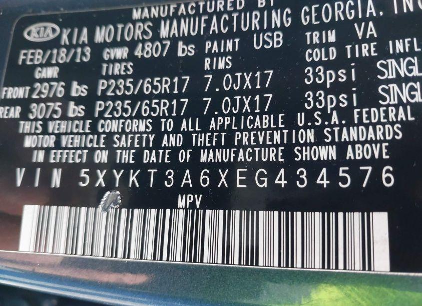 Photo 9 of 2014 Kia Sorento LX (VIN 5XYKT3A6XEG434576)