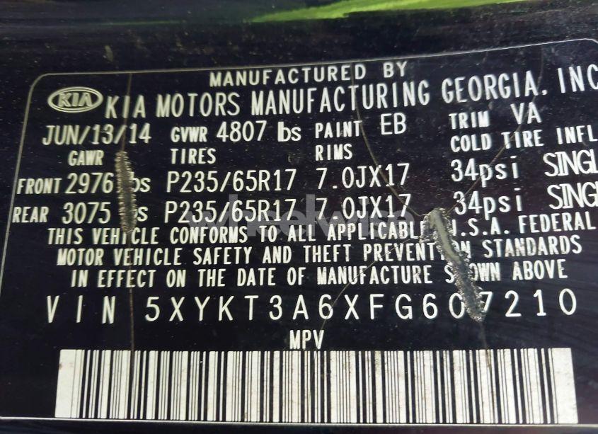 Photo 9 of 2015 Kia Sorento LX (VIN 5XYKT3A6XFG607210)