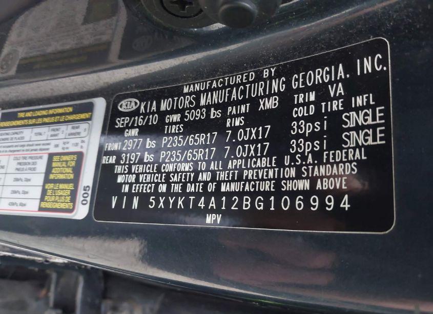 Photo 9 of 2011 Kia Sorento LX (VIN 5XYKT4A12BG106994)
