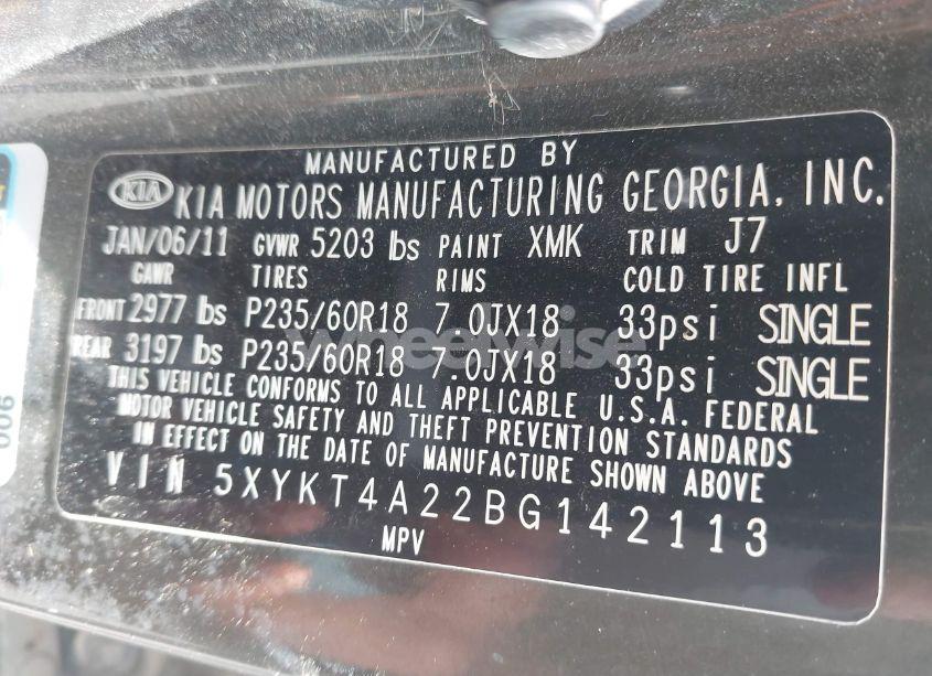 Photo 9 of 2011 Kia Sorento LX V6 (VIN 5XYKT4A22BG142113)