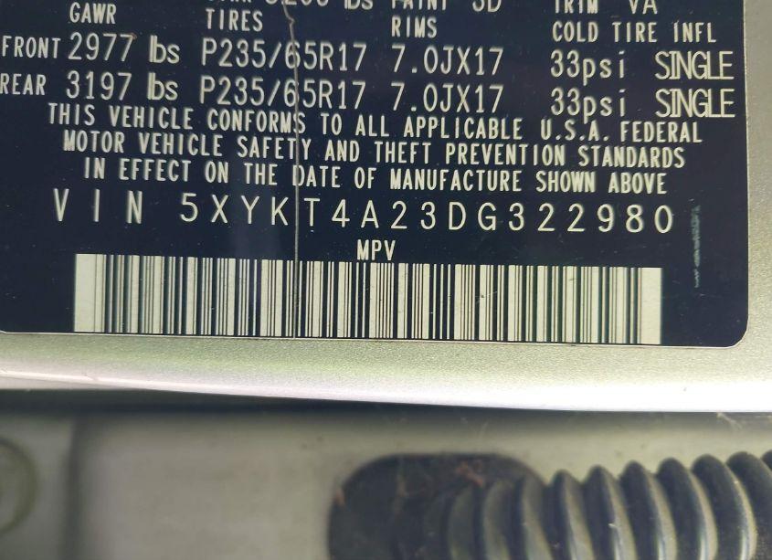 Photo 9 of 2013 Kia Sorento LX V6 (VIN 5XYKT4A23DG322980)