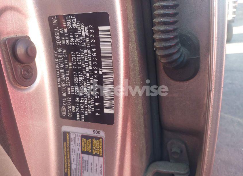 Photo 9 of 2013 Kia Sorento LX V6 (VIN 5XYKT4A23DG413232)