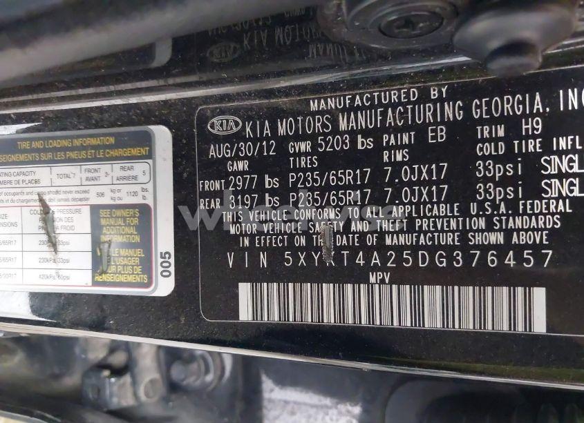 Photo 9 of 2013 Kia Sorento LX V6 (VIN 5XYKT4A25DG376457)