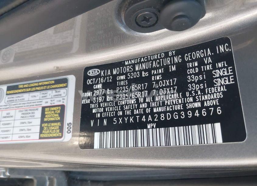 Photo 9 of 2013 Kia Sorento LX V6 (VIN 5XYKT4A28DG394676)