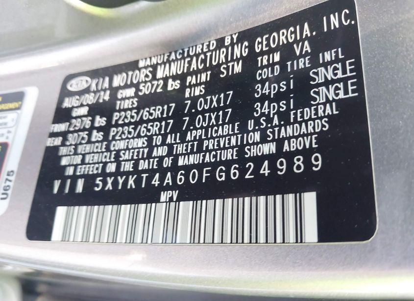 Photo 9 of 2015 Kia Sorento LX (VIN 5XYKT4A60FG624989)