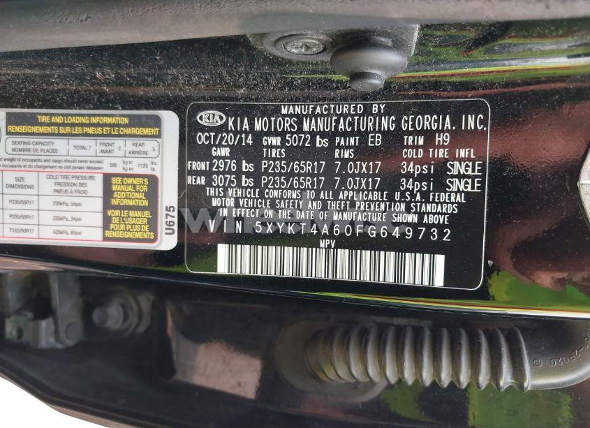 Photo 9 of 2015 Kia Sorento LX (VIN 5XYKT4A60FG649732)