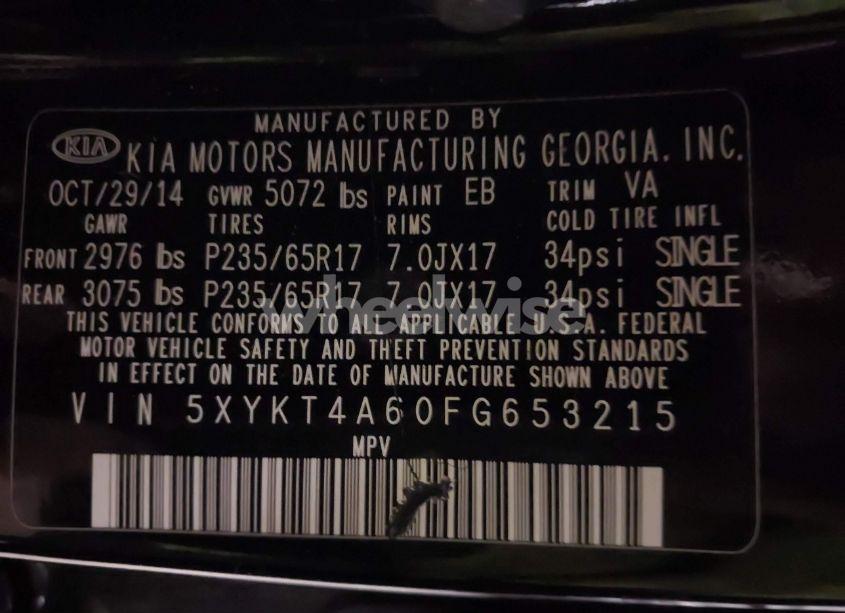 Photo 9 of 2015 Kia Sorento LX (VIN 5XYKT4A60FG653215)