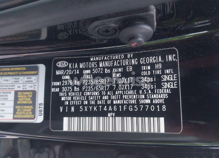 Photo 9 of 2015 Kia Sorento LX (VIN 5XYKT4A61FG577018)
