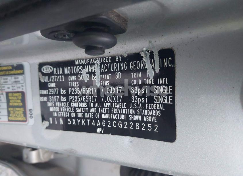 Photo 9 of 2012 Kia Sorento LX (VIN 5XYKT4A62CG228252)