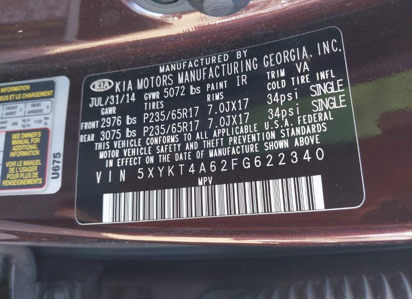 Photo 9 of 2015 Kia Sorento LX (VIN 5XYKT4A62FG622340)