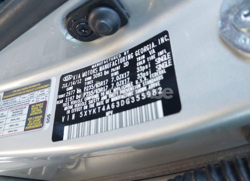 Photo 9 of 2013 Kia Sorento LX (VIN 5XYKT4A63DG355982)