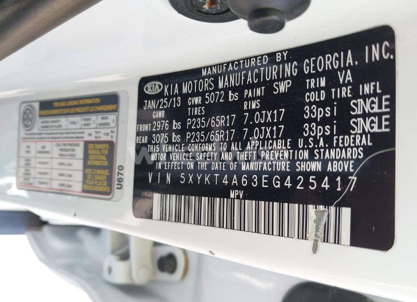 Photo 9 of 2014 Kia Sorento LX (VIN 5XYKT4A63EG425417)