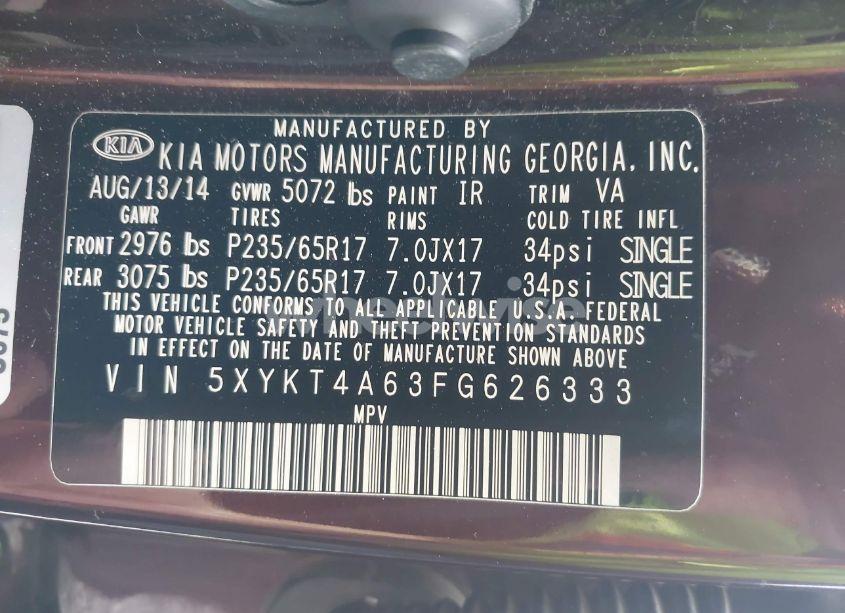 Photo 9 of 2015 Kia Sorento LX (VIN 5XYKT4A63FG626333)