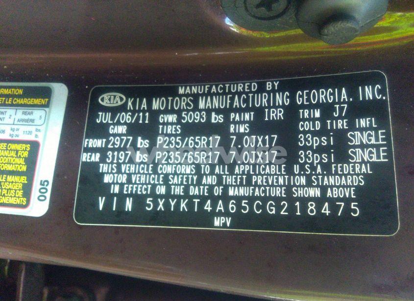 Photo 9 of 2012 Kia Sorento LX (VIN 5XYKT4A65CG218475)