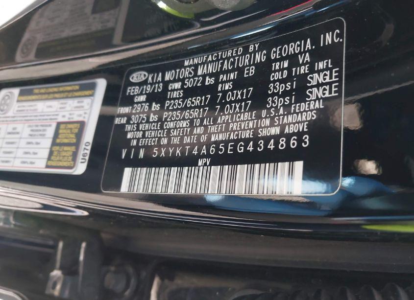 Photo 9 of 2014 Kia Sorento LX (VIN 5XYKT4A65EG434863)