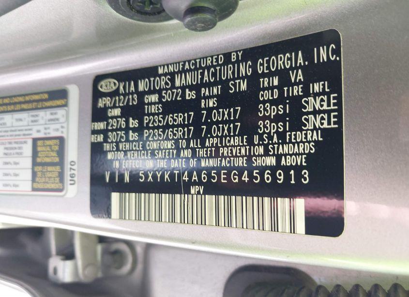 Photo 9 of 2014 Kia Sorento LX (VIN 5XYKT4A65EG456913)