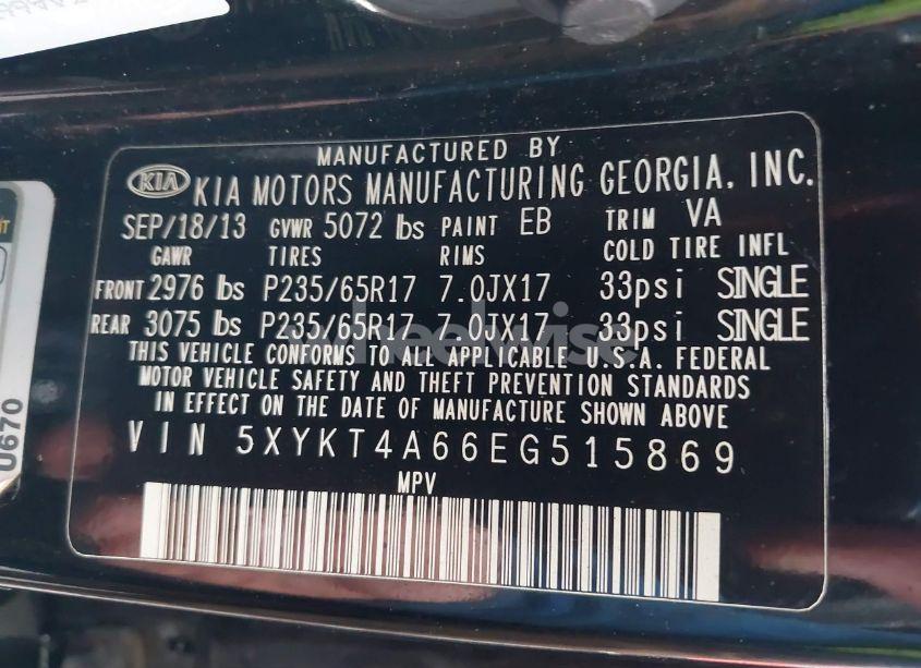 Photo 9 of 2014 Kia Sorento LX (VIN 5XYKT4A66EG515869)