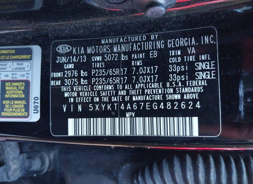 Photo 9 of 2014 Kia Sorento LX (VIN 5XYKT4A67EG482624)