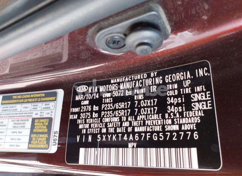 Photo 9 of 2015 Kia Sorento LX (VIN 5XYKT4A67FG572776)