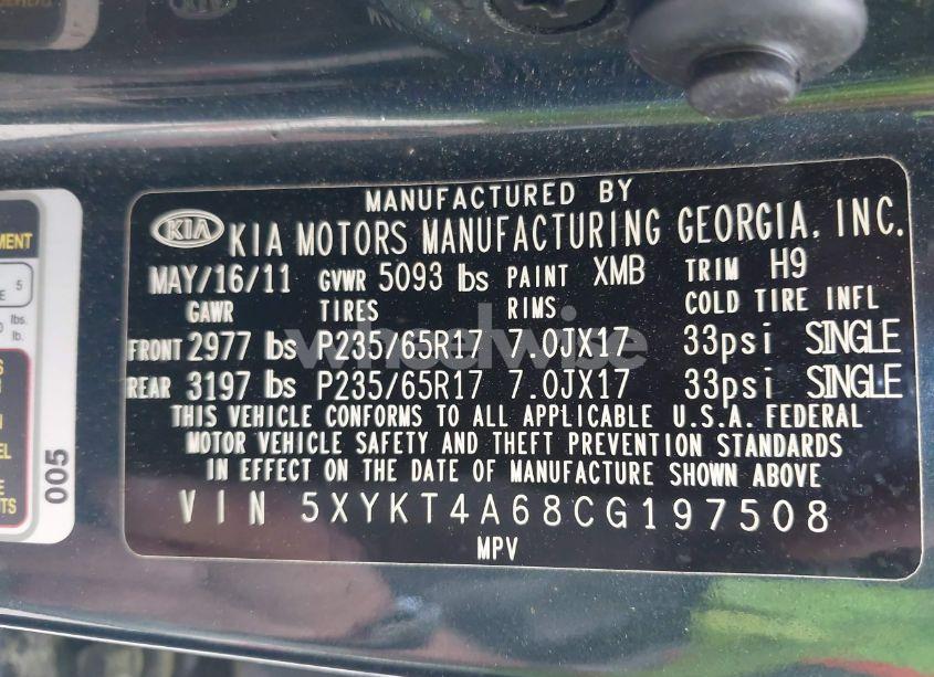Photo 9 of 2012 Kia Sorento LX (VIN 5XYKT4A68CG197508)