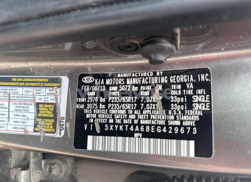 Photo 9 of 2014 Kia Sorento LX (VIN 5XYKT4A68EG429673)