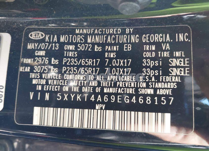 Photo 9 of 2014 Kia Sorento LX (VIN 5XYKT4A69EG468157)