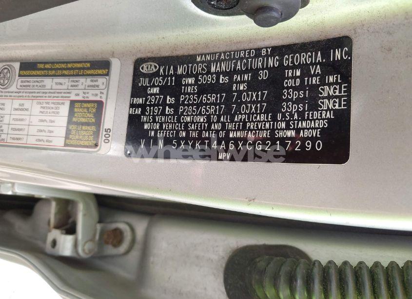 Photo 9 of 2012 Kia Sorento LX (VIN 5XYKT4A6XCG217290)