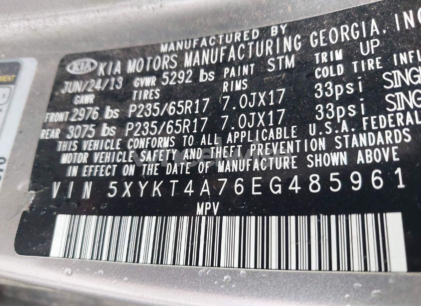 Photo 9 of 2014 Kia Sorento LX V6 (VIN 5XYKT4A76EG485961)