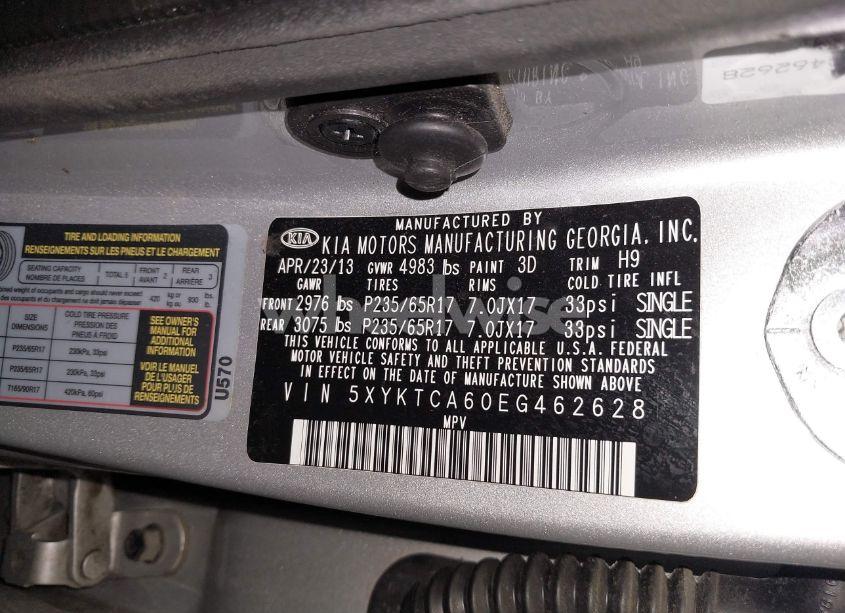 Photo 9 of 2014 Kia Sorento LX (VIN 5XYKTCA60EG462628)