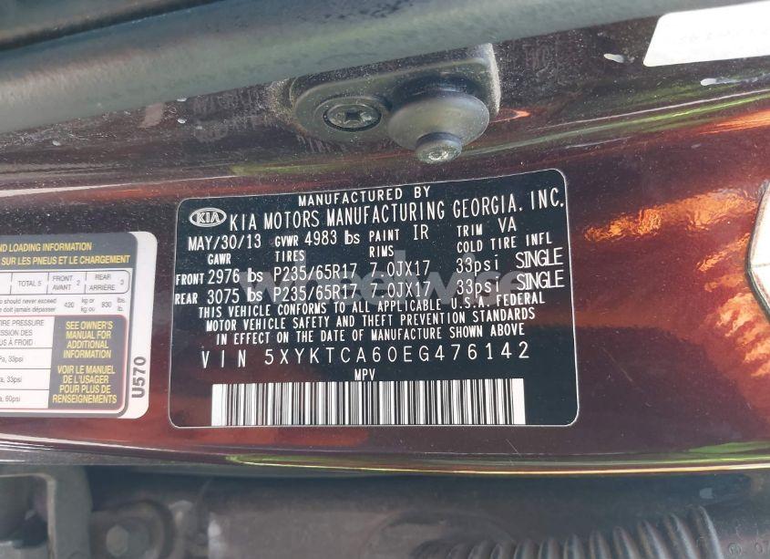 Photo 9 of 2014 Kia Sorento LX (VIN 5XYKTCA60EG476142)