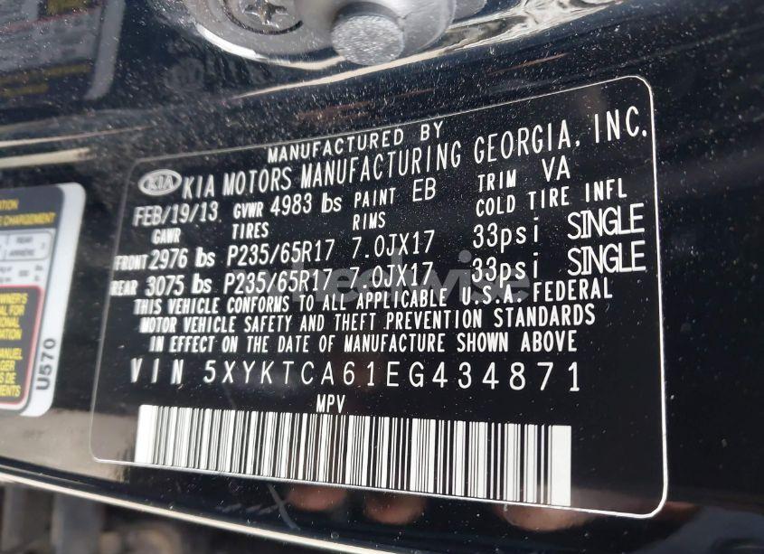 Photo 9 of 2014 Kia Sorento LX (VIN 5XYKTCA61EG434871)