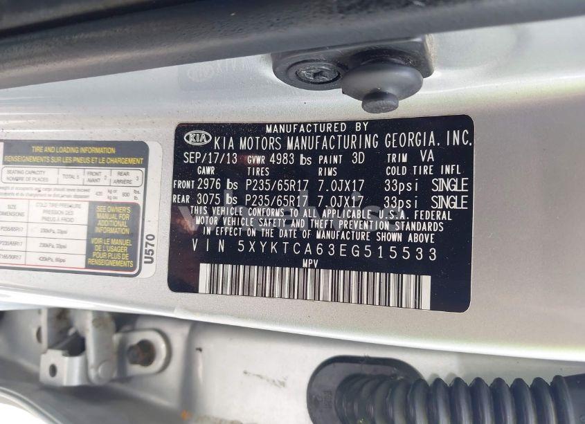 Photo 9 of 2014 Kia Sorento LX (VIN 5XYKTCA63EG515533)