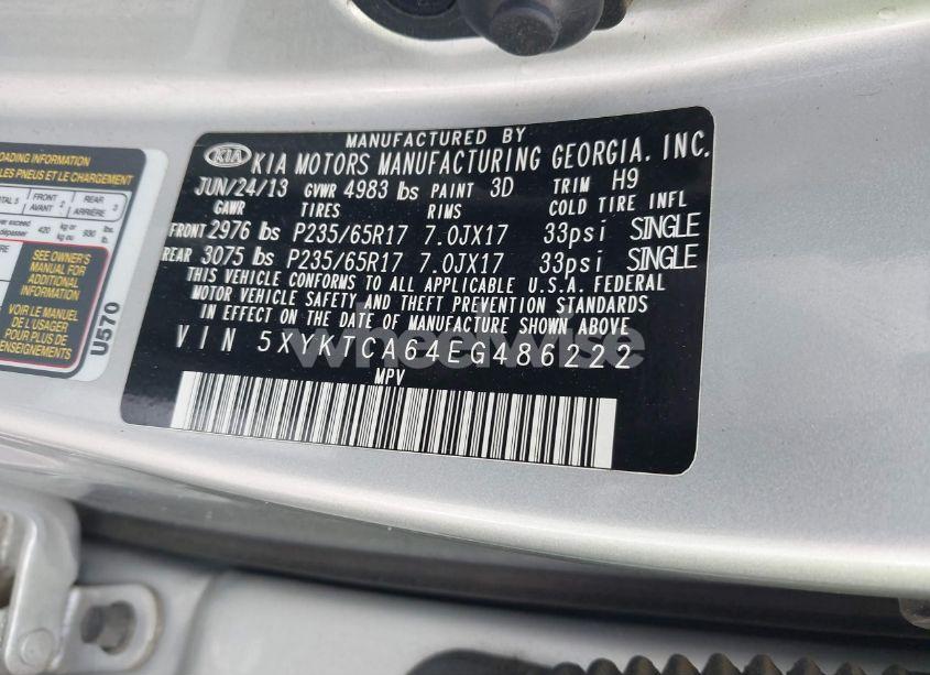 Photo 9 of 2014 Kia Sorento LX (VIN 5XYKTCA64EG486222)