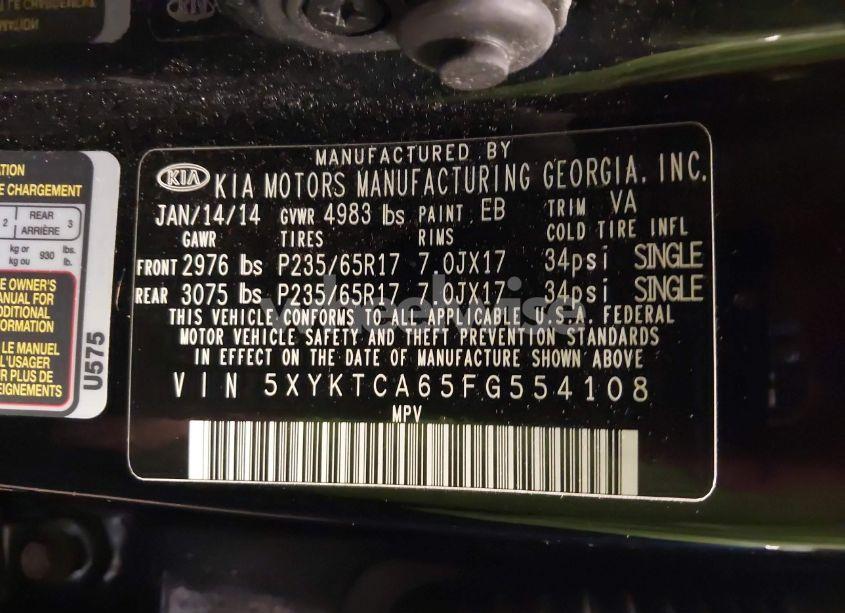 Photo 9 of 2015 Kia Sorento LX (VIN 5XYKTCA65FG554108)