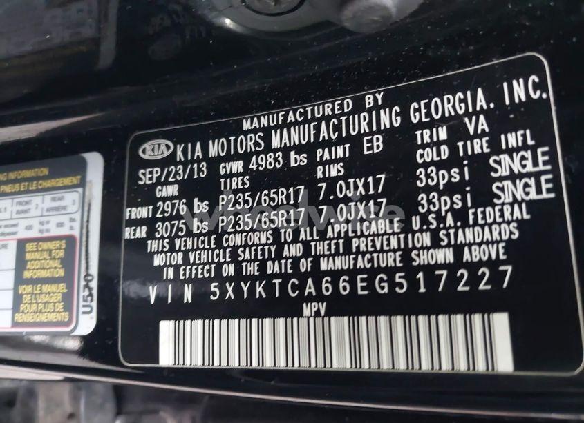 Photo 9 of 2014 Kia Sorento LX (VIN 5XYKTCA66EG517227)