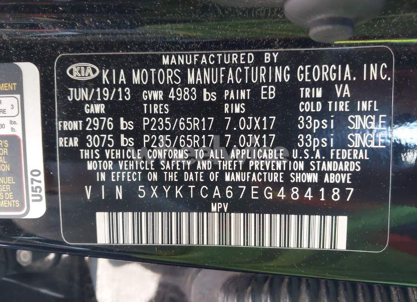 Photo 9 of 2014 Kia Sorento LX (VIN 5XYKTCA67EG484187)