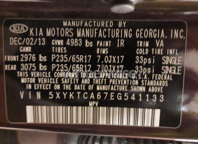 Photo 9 of 2014 Kia Sorento LX (VIN 5XYKTCA67EG541133)