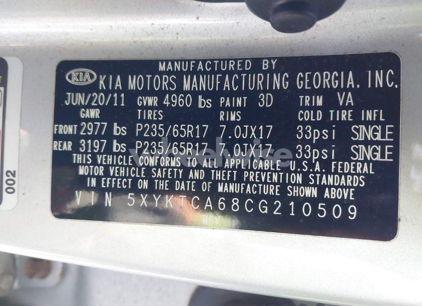 Photo 9 of 2012 Kia Sorento LX (VIN 5XYKTCA68CG210509)