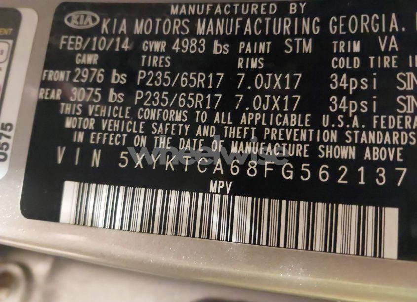 Photo 9 of 2015 Kia Sorento LX (VIN 5XYKTCA68FG562137)