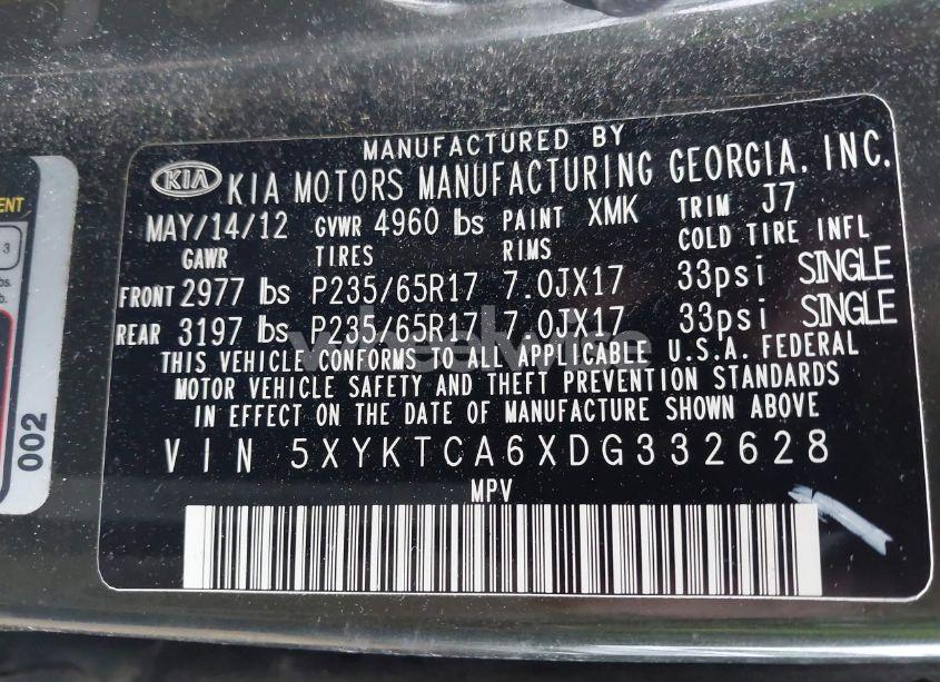 Photo 9 of 2013 Kia Sorento LX (VIN 5XYKTCA6XDG332628)