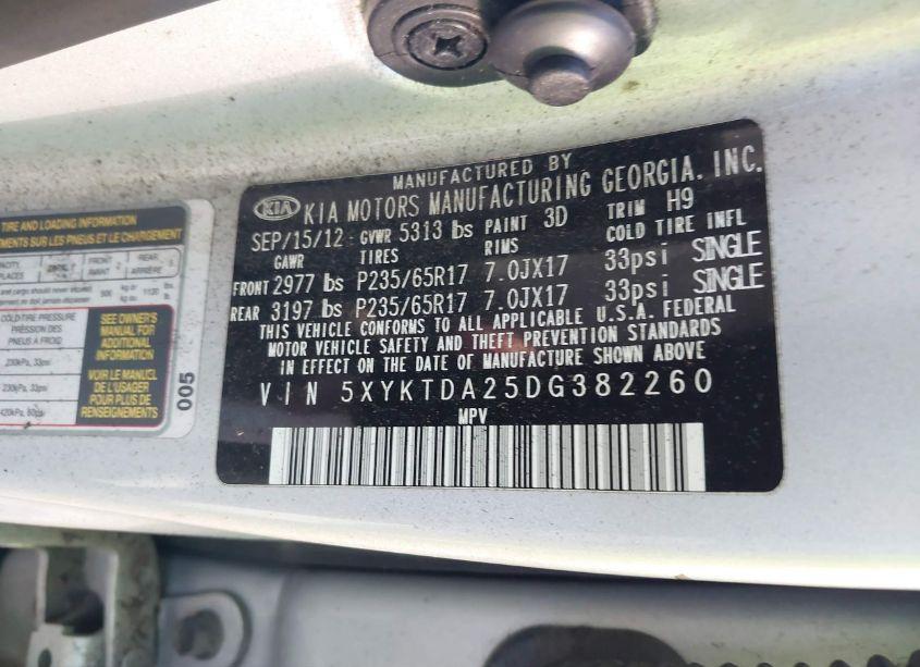 Photo 9 of 2013 Kia Sorento LX V6 (VIN 5XYKTDA25DG382260)