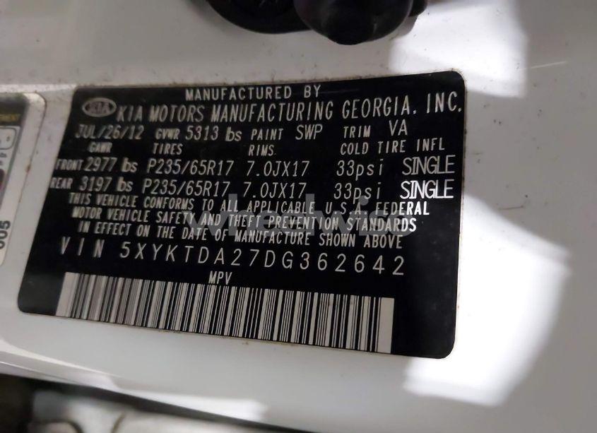 Photo 9 of 2013 Kia Sorento LX V6 (VIN 5XYKTDA27DG362642)