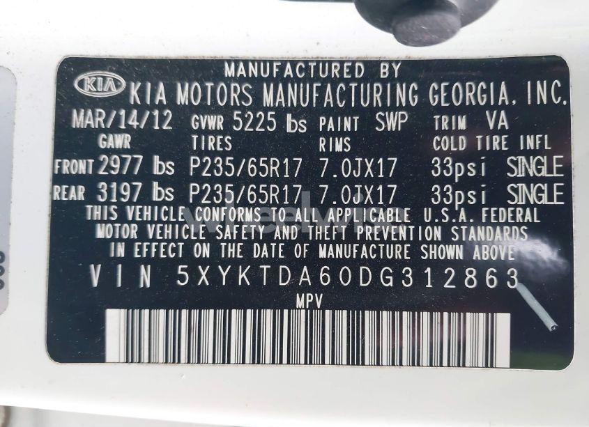 Photo 9 of 2013 Kia Sorento LX (VIN 5XYKTDA60DG312863)