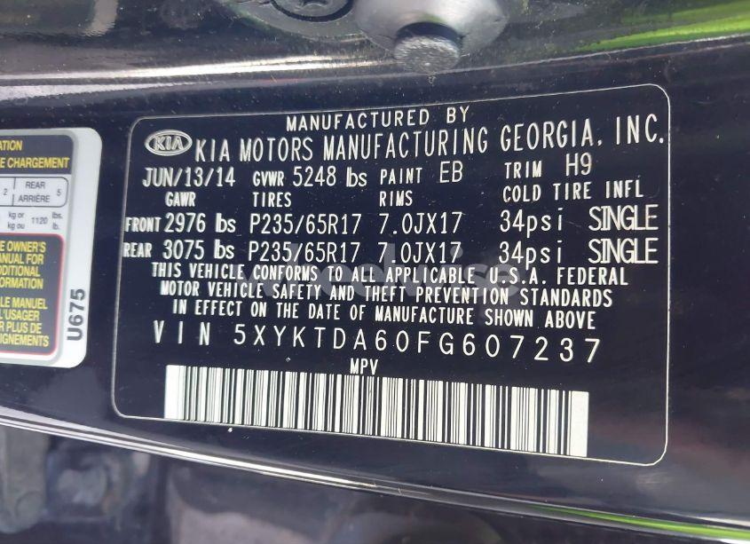 Photo 9 of 2015 Kia Sorento LX (VIN 5XYKTDA60FG607237)